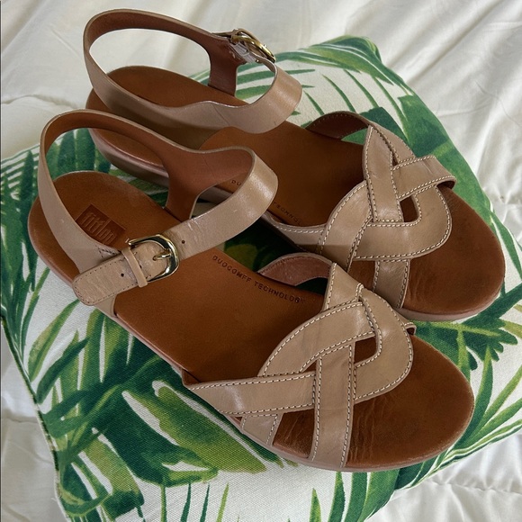 Fitflop Tan Leather Sandals with Buckle - Picture 1 of 5